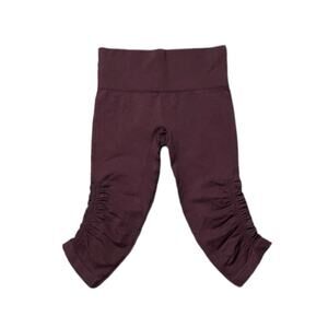 Lululemon Women's In The Flow Crop Ribbed Ruched Leggings in purple
